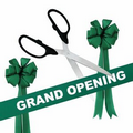 Grand Opening Kit-36" Ceremonial Scissors, Ribbon, Bows (Silver/Green)
